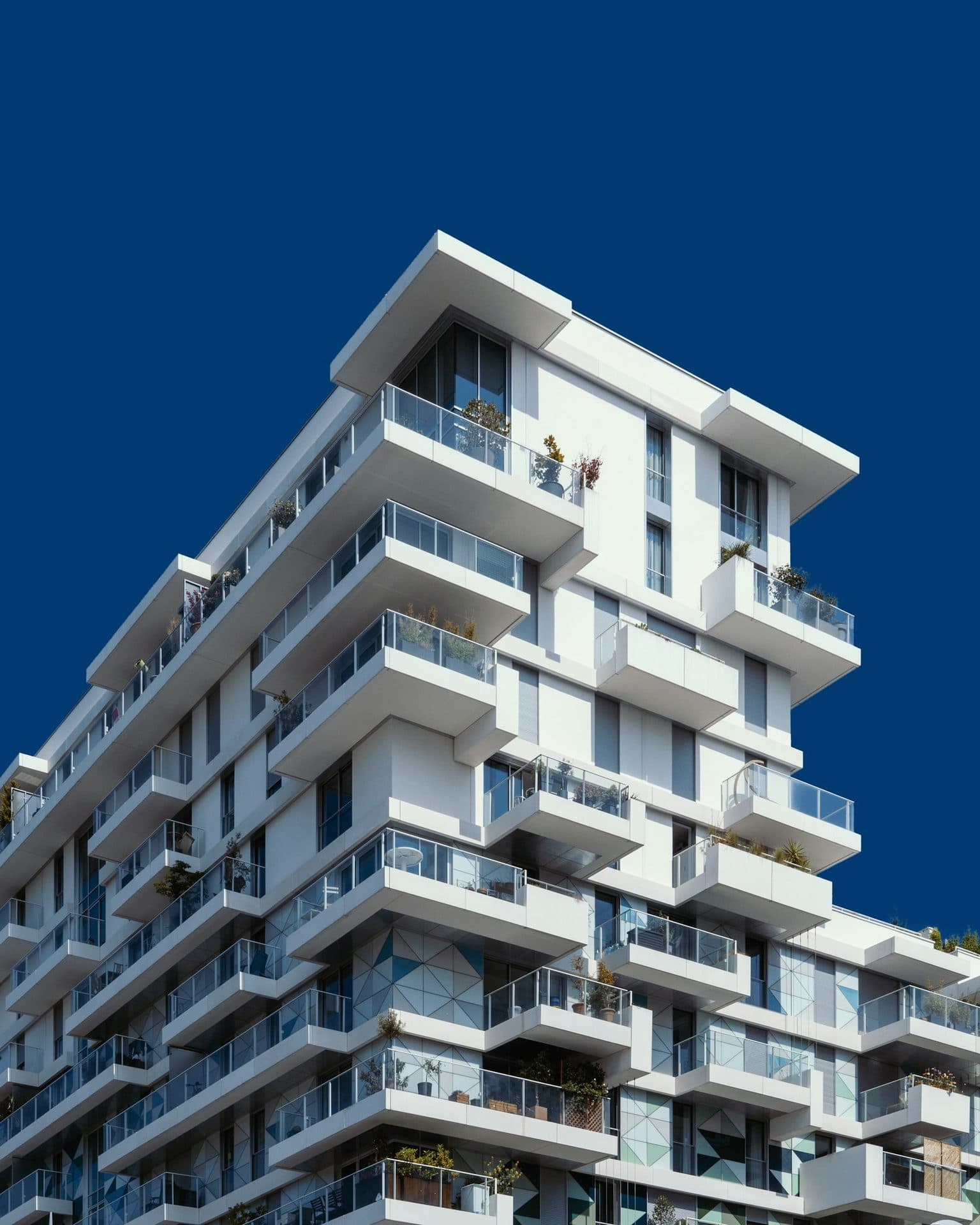 A modern Manhattan condominium with cascading balconies